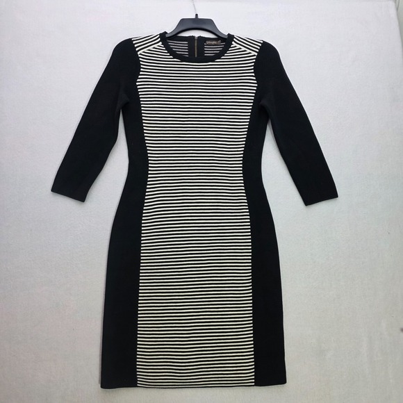 J. McLaughlin Dresses & Skirts - J. McLaughlin Knit Black White Midi Sweater‎ Dress Womens Small Preppy Career